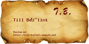 Till Bálint névjegykártya